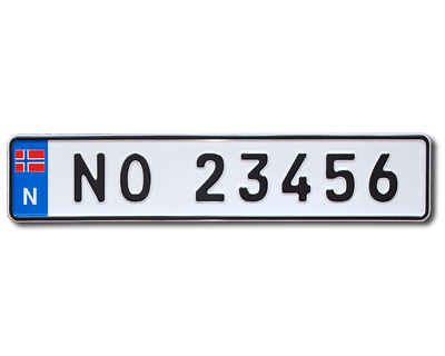 04. Norwegian CAR plate smaller size 435 x 90 mm with flag